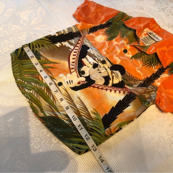 Disney Parks Boys 36M Mickey Mouse Orange Hawaiian Shirt Button-Up Short Sleeves - Picture 8 of 14